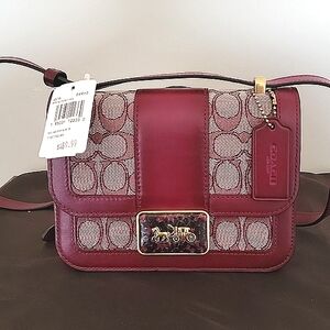 New! Coach Alie Shoulder Bag In Signature Jacquard With Snakeskin Detail